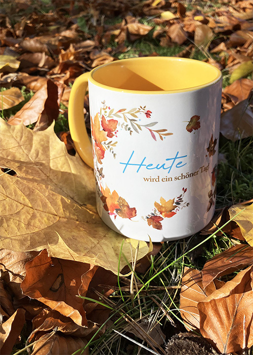 Kaffeetasse Herbst Rotkehlchen