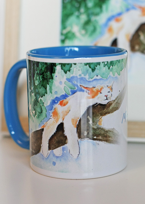 Kaffeetasse Katze Blau