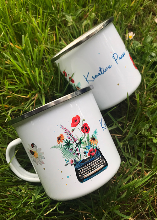 Emailletasse Schreibmaschine Retro