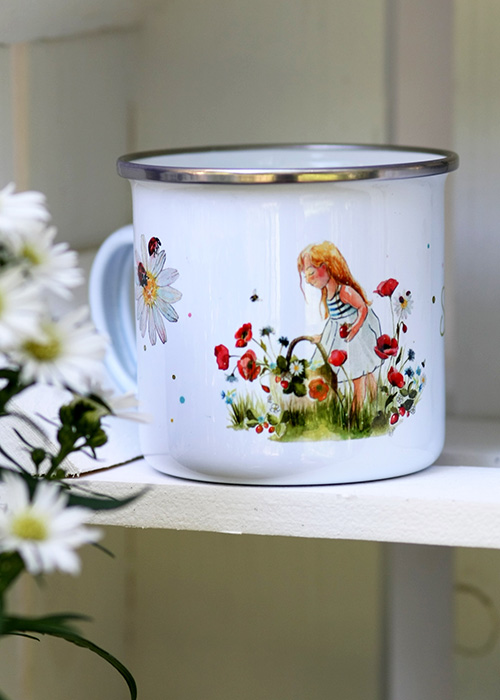 Emailletasse Maedchen Retro