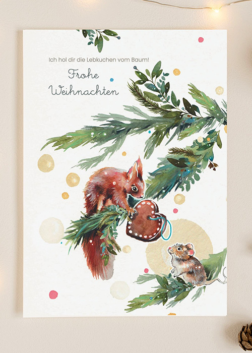 Klappkarte Lebkuchenherz Weiß