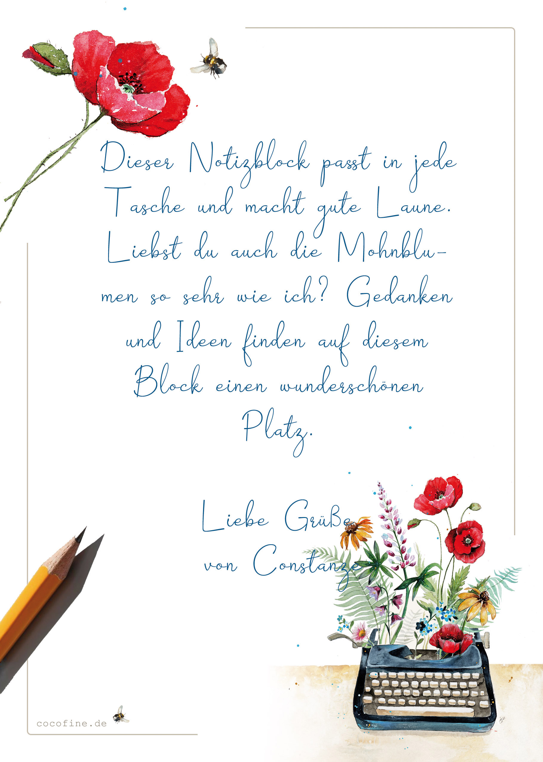 Notizblock Schreibmaschine A5/ 50 Blatt