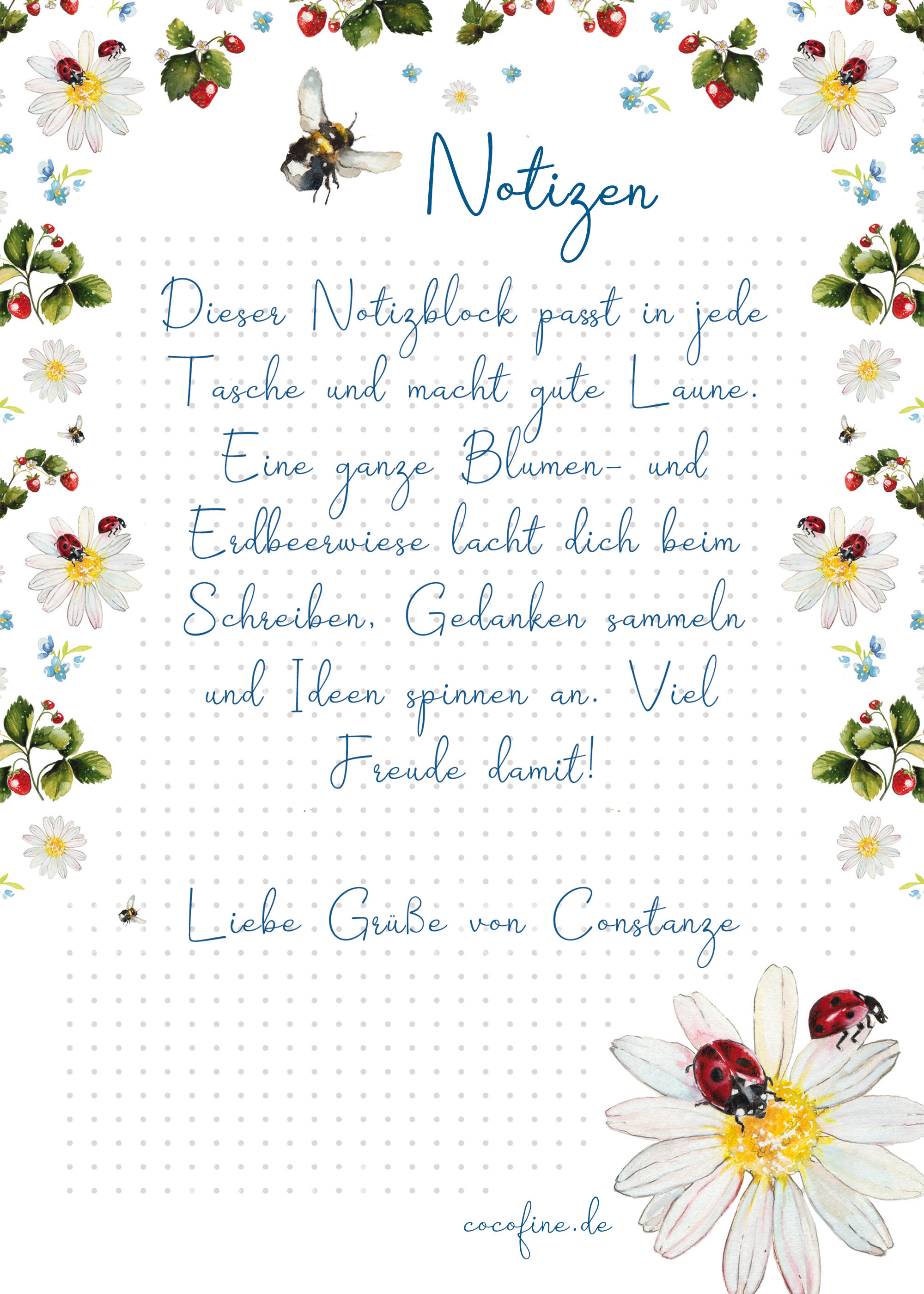 Notizblock Marienkäfer A5/ 50 Blatt