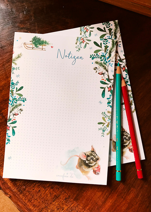 Notizblock Wintermaus A5/ 50 Blatt