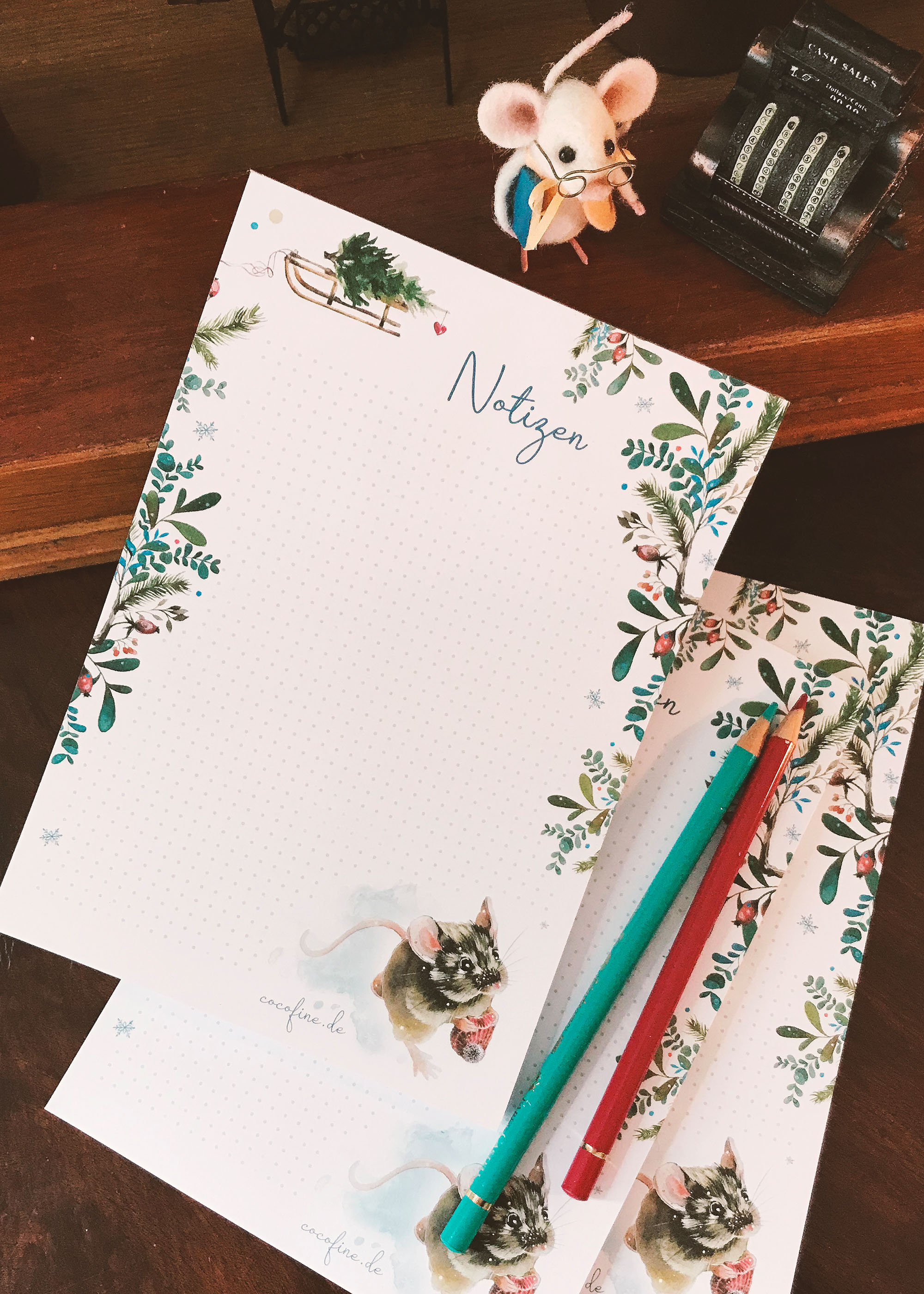 Notizblock Wintermaus A5/ 50 Blatt