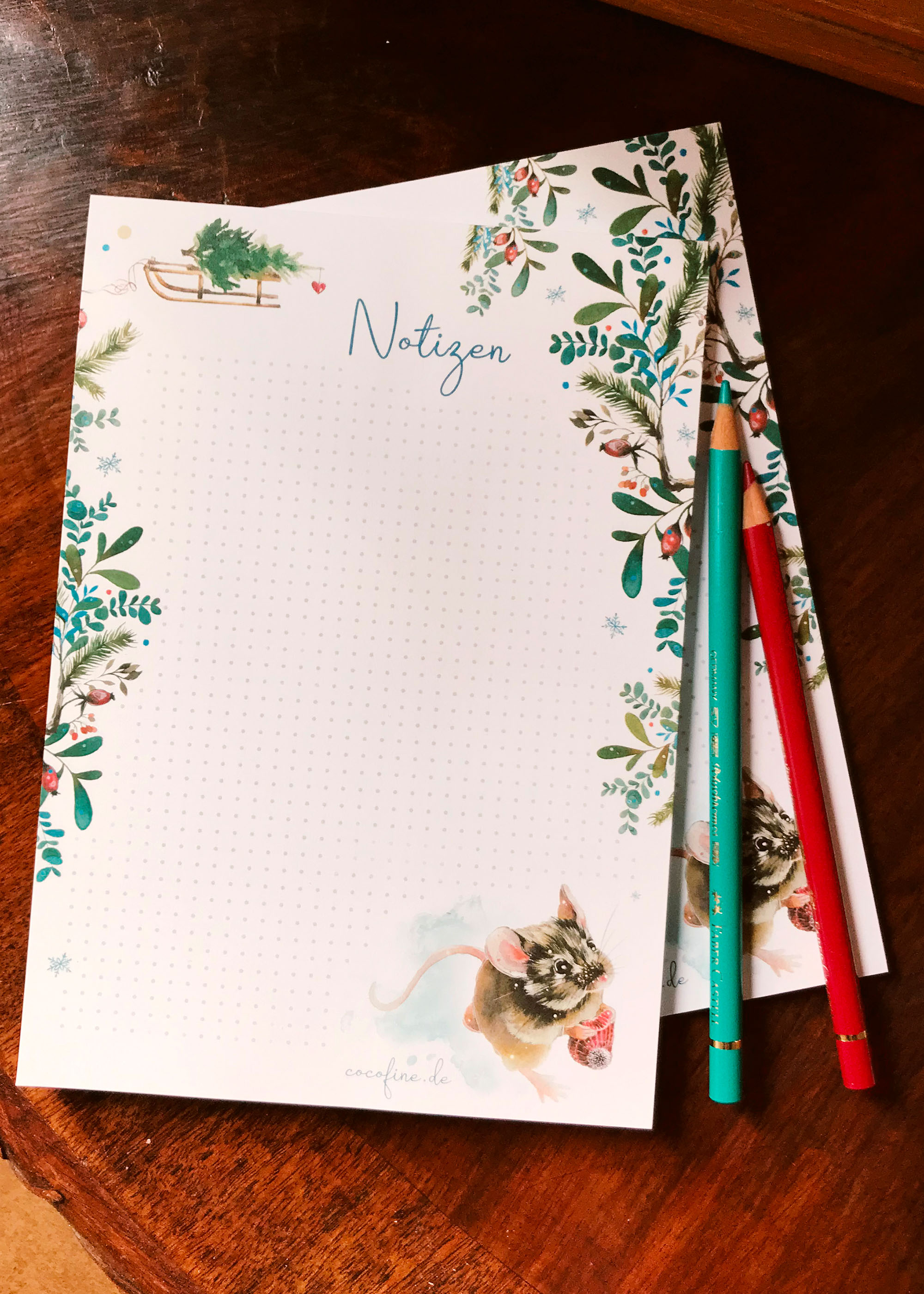 Notizblock Wintermaus A5/ 50 Blatt