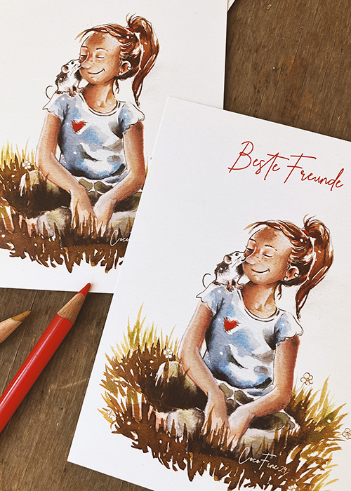 Mädchen und Maus/ Ratte