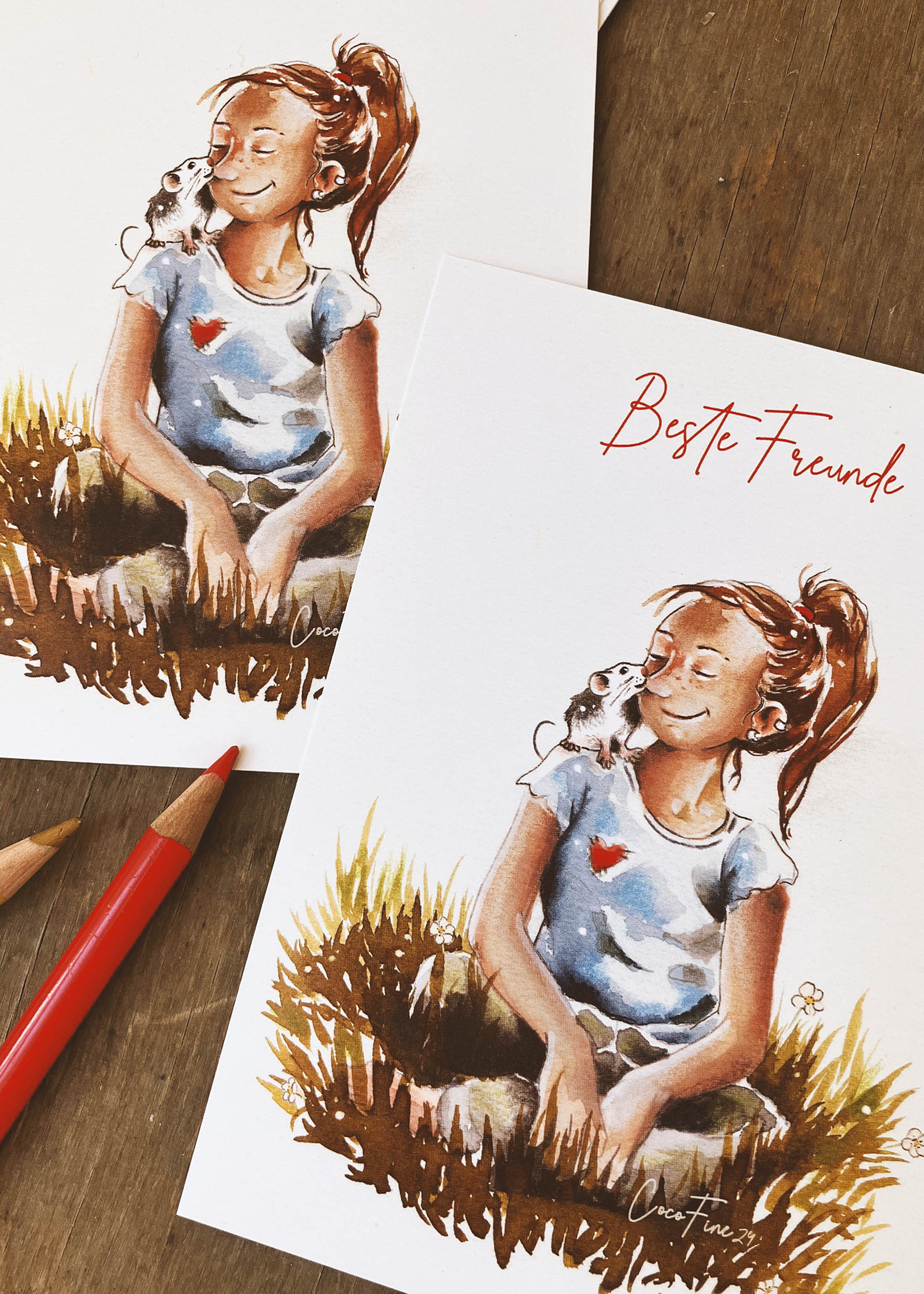 Mädchen und Maus/ Ratte